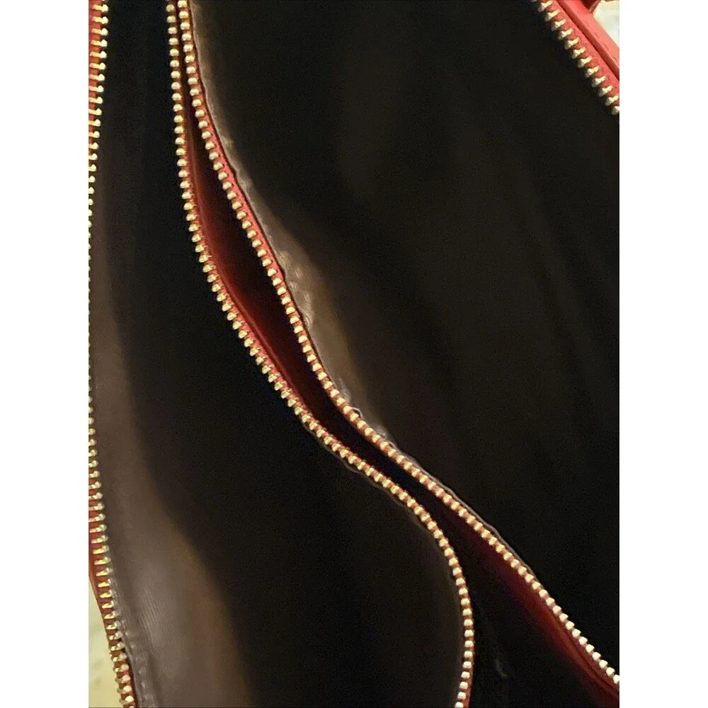 Lauren Ralph Lauren Women’s Newbury Red Double-Zip Satchel Tote Purse - Picture 4 of 8